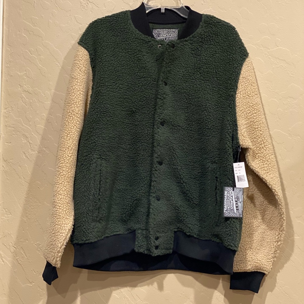 Men’s Brooklyn Cloth Co Bomber Jacket Green Tan XL